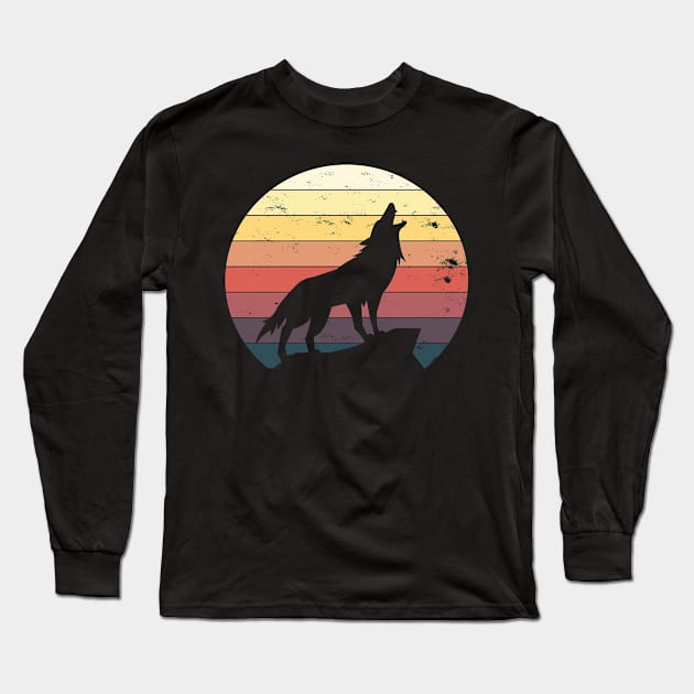 howling wolf at night Long Sleeve T-Shirt by Lomitasu